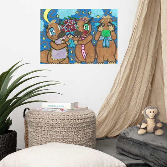 Platypuses and Flowers 1 | Canvas Print